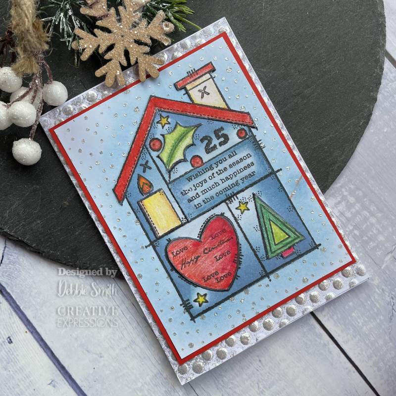 Tampon Woodware Clear Singles Maison de Noël 10 cm x 15 cm