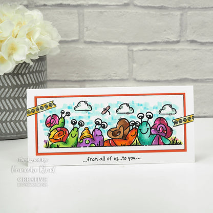 Tampon Woodware Clear Singles La famille d'escargots 20,3 cm x 6,6 cm