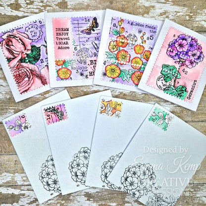 Woodware Clear Singles Mini Geranium 3 in x 4 in Stamp Set