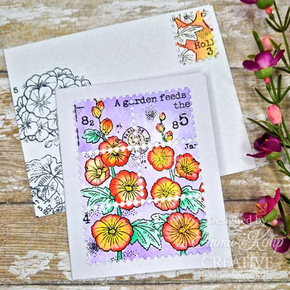 Woodware Clear Singles Mini Geranium 3 in x 4 in Stamp Set