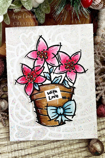 Woodware Clear Singles Poinsettias en pot 4 po x 6 po Tampon