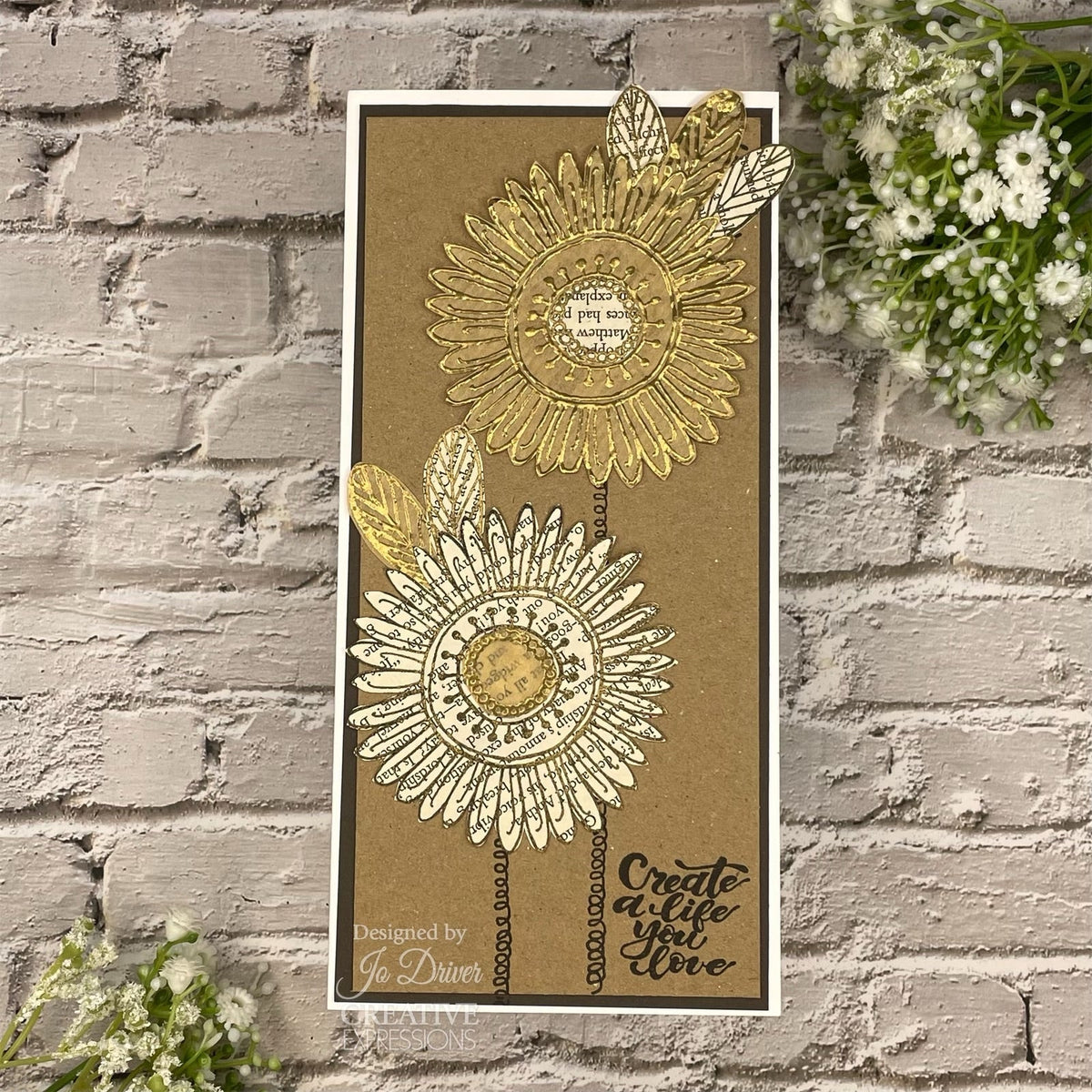 Tampon en caoutchouc Woodware Clear Singles Petal Doodles Live Life 10,16 cm x 15,24 cm