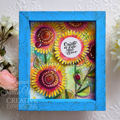 Tampon en caoutchouc Woodware Clear Singles Petal Doodles Live Life 10,16 cm x 15,24 cm