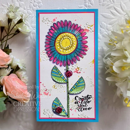 Tampon en caoutchouc Woodware Clear Singles Petal Doodles Live Life 10,16 cm x 15,24 cm