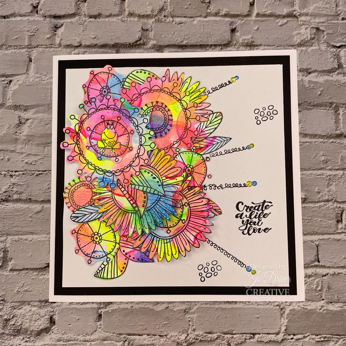Tampon en caoutchouc Woodware Clear Singles Petal Doodles Live Life 10,16 cm x 15,24 cm