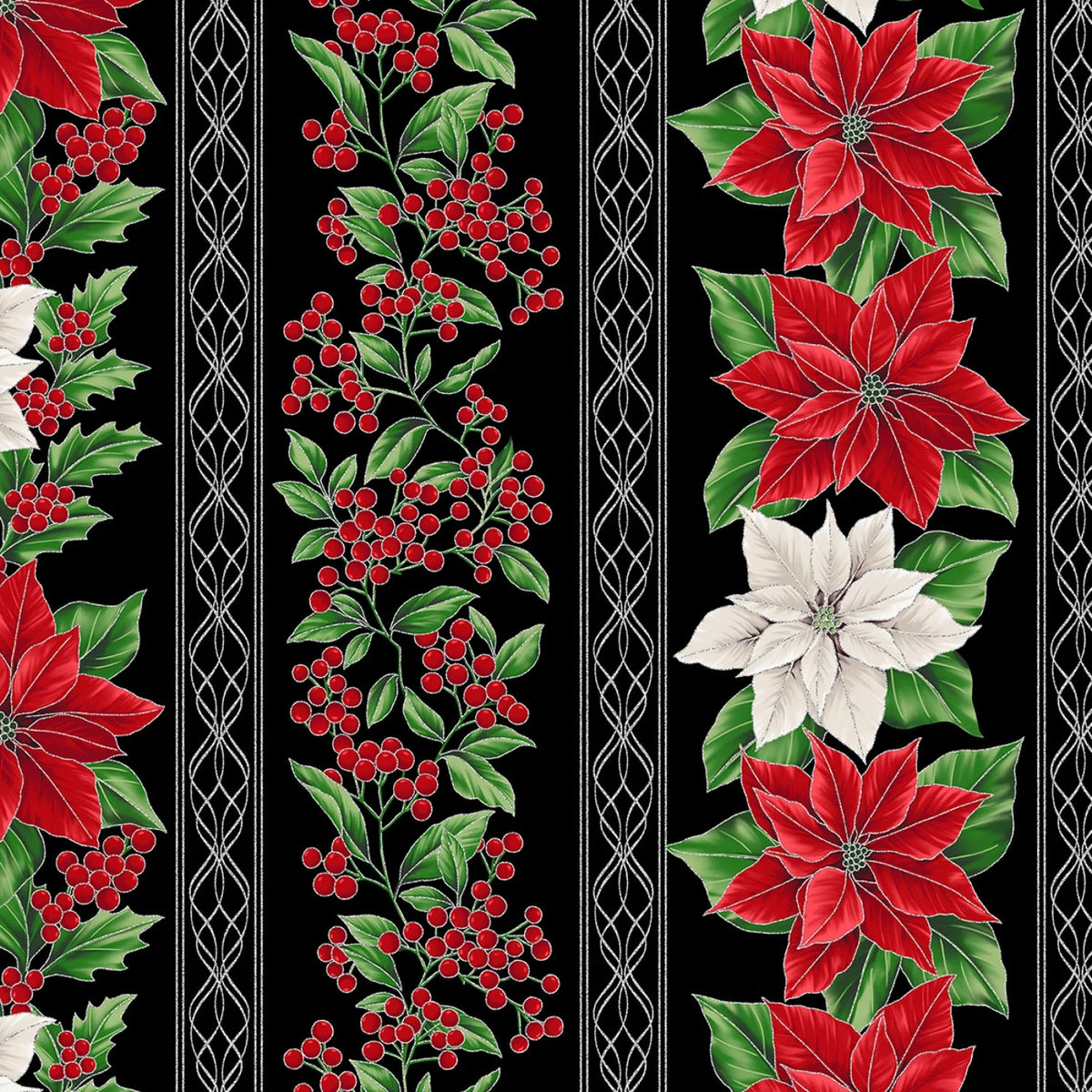 Hoffman - Blooming Holidays - Border Onyx/Silver - X7789H-213S