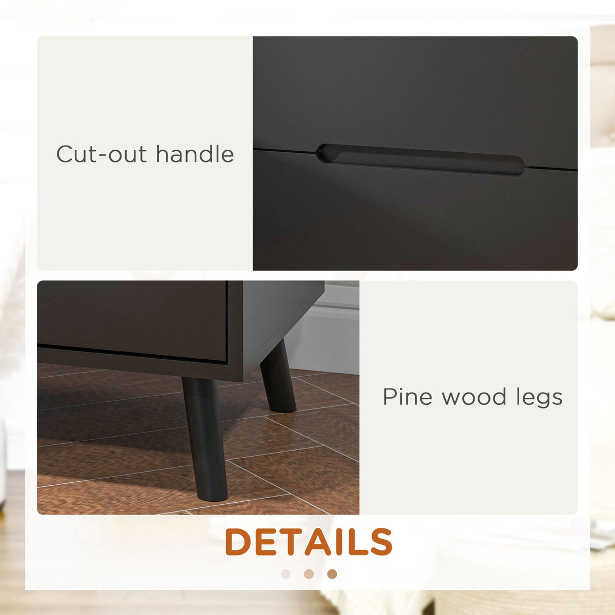 Table de chevet/d'appoint moderne Willow avec 2 tiroirs - Noir