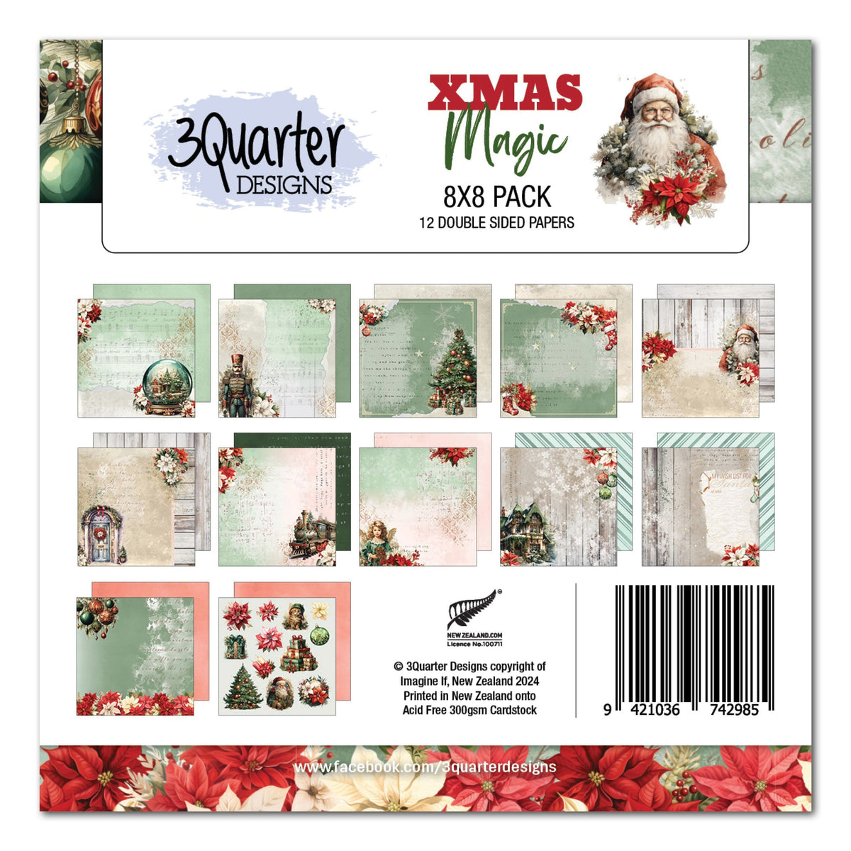 Bloc de papier 3Quarter Designs Xmas Magic 8x8