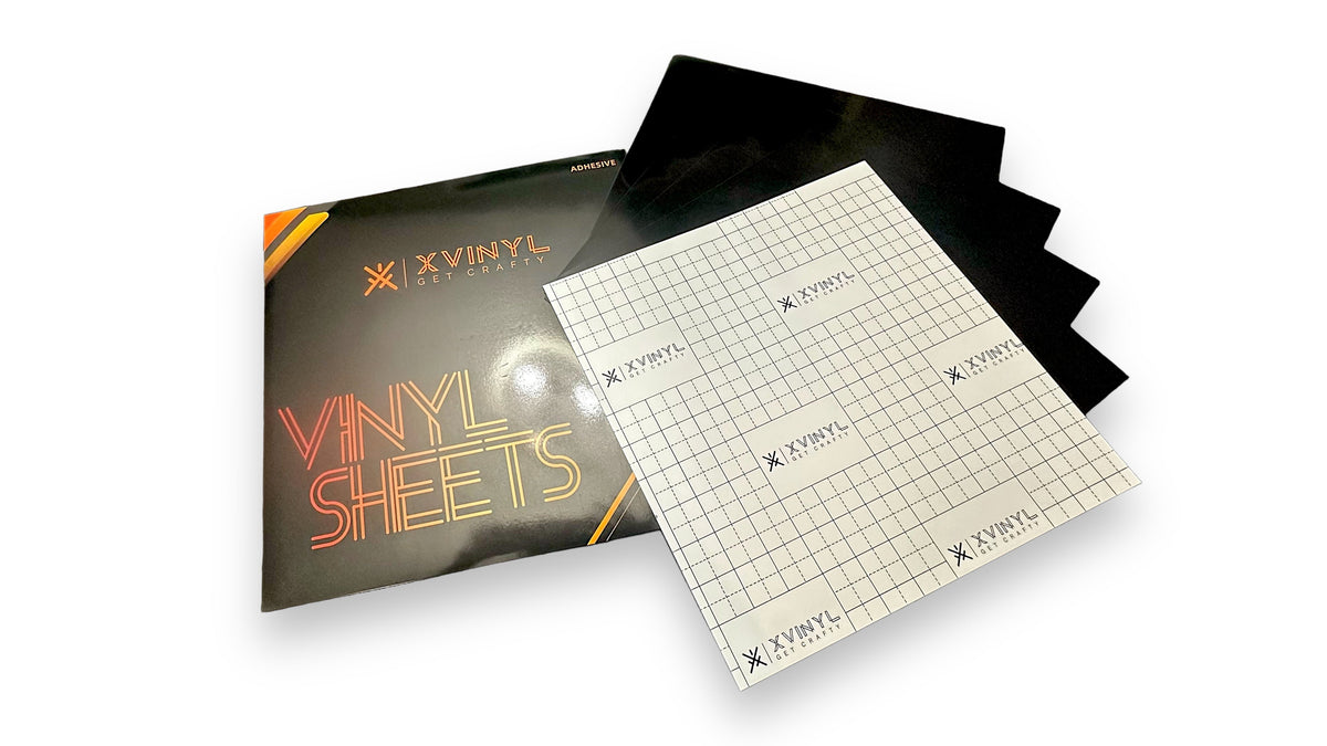Vinyle adhésif permanent XVinyl Pro noir brillant avec support PET - Vinyle pour loisirs créatifs utilisant Cricut Silhouette Cameo pour panneaux, décoration intérieure, scrapbooking, autocollants de tasses à faire soi-même