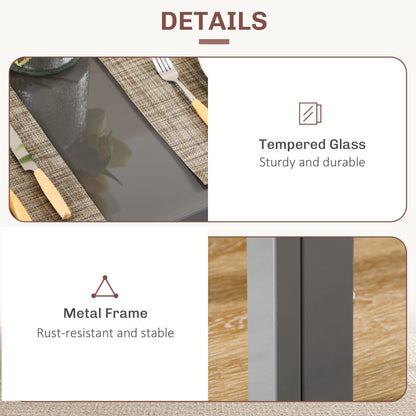 Ensemble de salle à manger rectangulaire 3 pièces en verre Zaya pour petits espaces - Gris