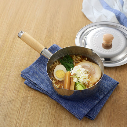 Casserole Yoshikawa Yukihira 20 cm | 2,1 L en acier inoxydable avec manche en bois
