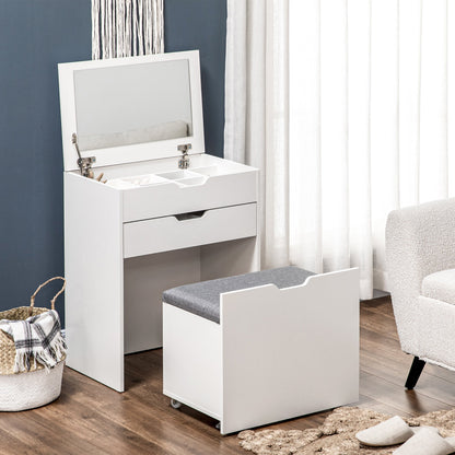 Coiffeuse Alice avec miroir basculant - Blanc