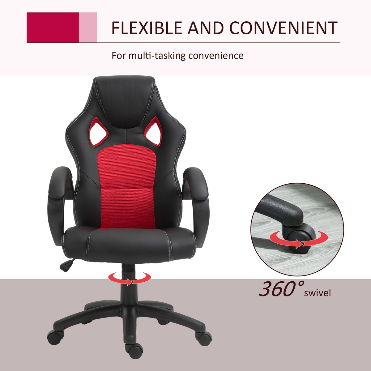 Foster - Chaise de bureau gaming - Rouge/Noir