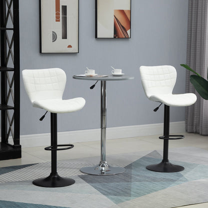 Avion Counter/Barstools with Adjustable Height and Swivel-Set of 2-White