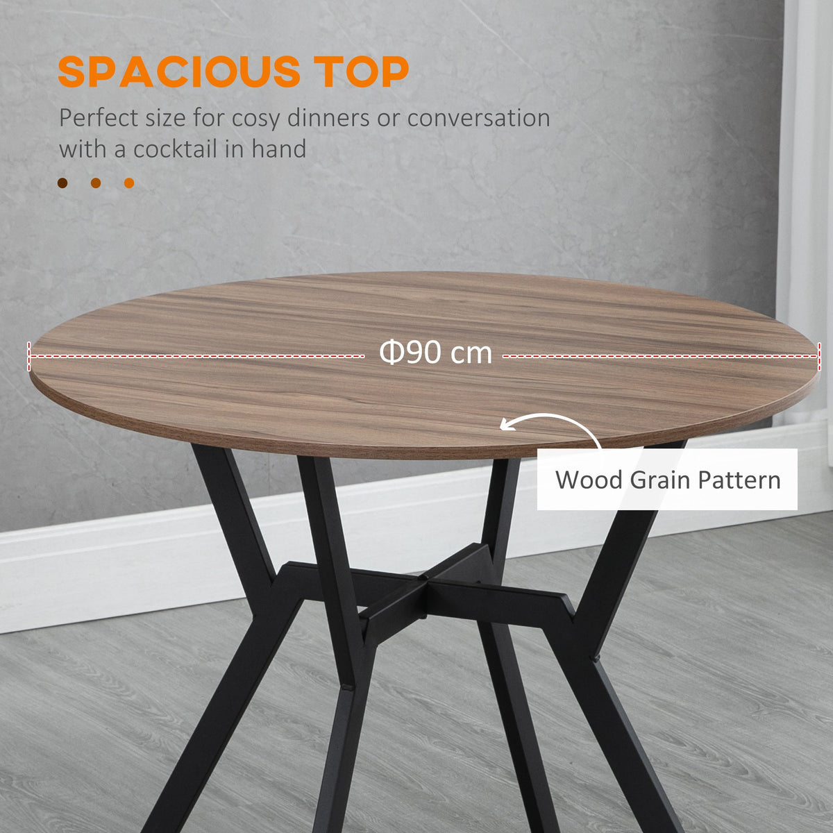 Table de salle à manger ronde Ainsley de 35" avec cadre en acier-Brun