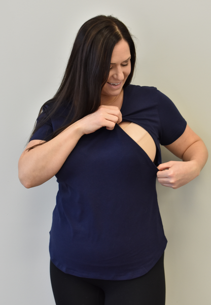 Zoe Zipper Short Sleeve Nursing Tee Shirt