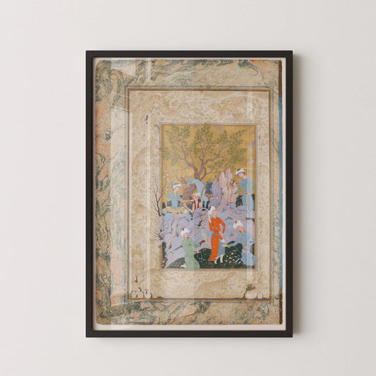Impression d'art miniature persane : Fauconnerie princière Giclée