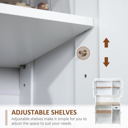Armoire de rangement de cuisine Denver 180 cm avec huche - Blanc/Chêne