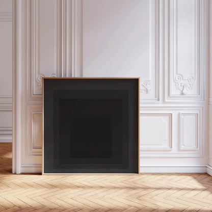 Estampe Giclée « Angel » inspirée de Josef Albers : Art moderne du milieu du siècle, Hommage noir au Carré