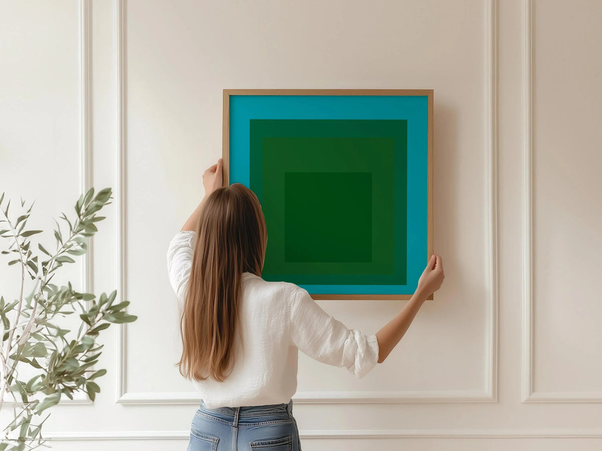 Josef Albers Inspired 'Madagascar' Giclee Print: 'Homage to the Square' Mid-Century Modern Art, Framed Option
