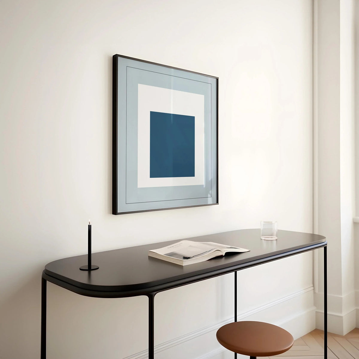 After Josef Albers - Madmen (Homage to the Square) PRINT |  Mid-century Modern Art Print in Cool Blue (available framed) 1x1