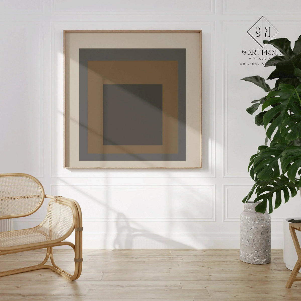 Impression d'art « Sienne » inspirée de Josef Albers : Hommage mid-century moderne au carré (1x1)