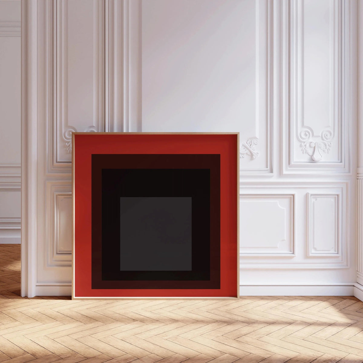 Impression Giclée « Sly » inspirée par Josef Albers : Art de carré rouge du milieu du siècle moderne (1x1)