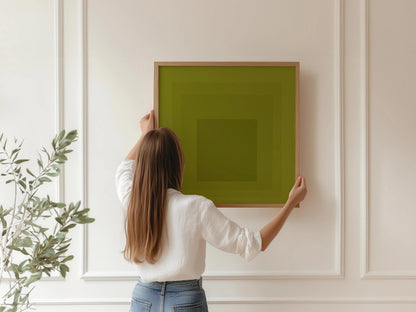 Impression Giclée « Hommage au Carré » inspirée de Josef Albers, Art Mid-Century Moderne Vert Olive