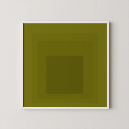 Impression Giclée « Hommage au Carré » inspirée de Josef Albers, Art Mid-Century Moderne Vert Olive