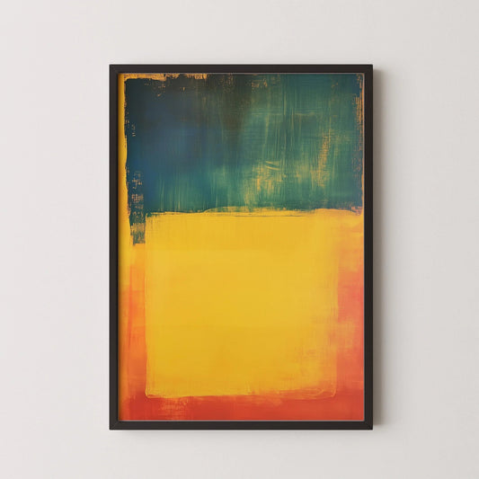 D'après Mark Rothko - Bleu jaune rouge (Champ chromatique : IA) | Art abstrait moderne (Disponible encadré à la main ou sans cadre)