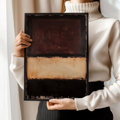 Impression d'Art Abstrait Style Rothko : Champ de Couleur Beige, Marron, Noir