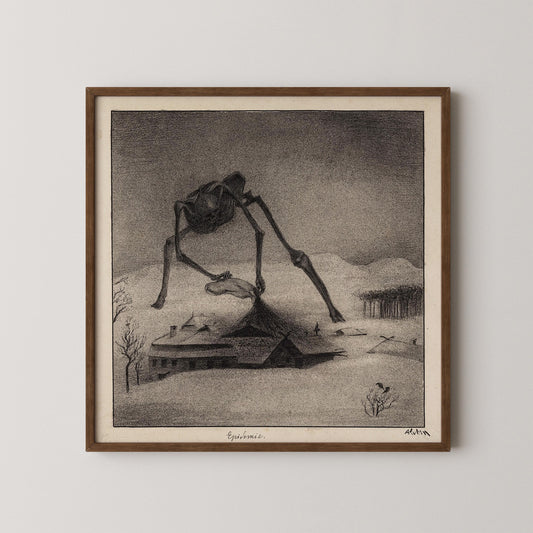 Alfred Kubin - La Peste | Célèbre esquisse monochrome surréaliste et symboliste (disponible encadrée à la main ou sans cadre) 1x1