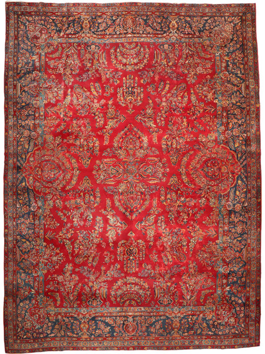 Antique Persian Mohajeran Sarouk Rug | 13' 10" x 10' 4"