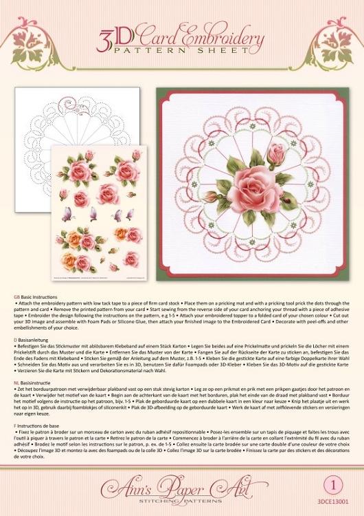 Patron de Broderie Papier Ann - Rose Éclatant