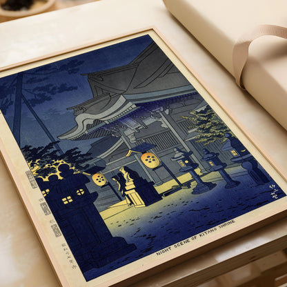Asano Takeji - Kitano Shrine Night Scene: Vintage Japanese Woodblock Art Print