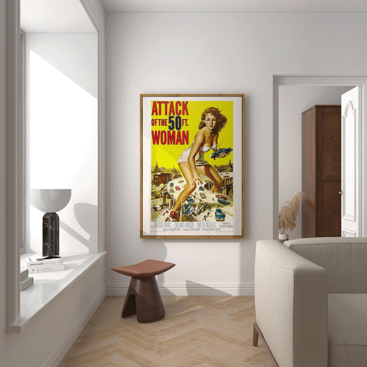 L'attaque de la femme de 50 pieds | Affiche de film vintage (disponible encadrée à la main ou non encadrée)