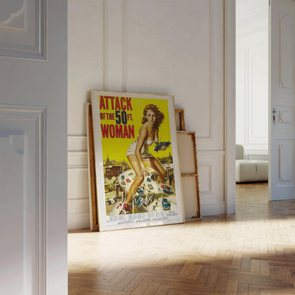 L'attaque de la femme de 50 pieds | Affiche de film vintage (disponible encadrée à la main ou non encadrée)