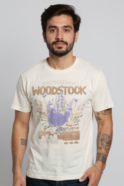 T-shirt naturel Woodstock Fleurs Sauvages