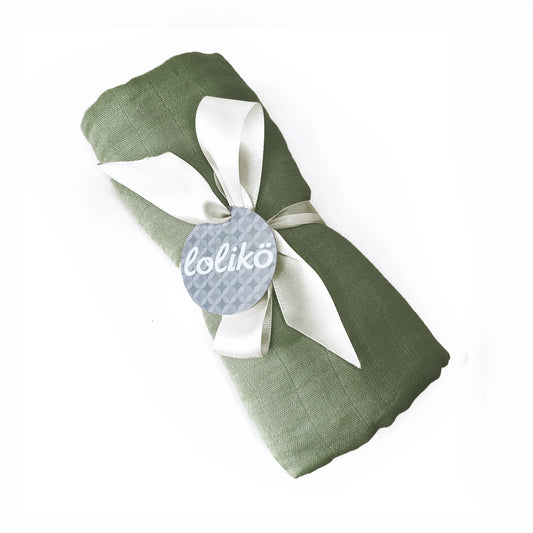 Mousseline de bambou pour bébé kaki