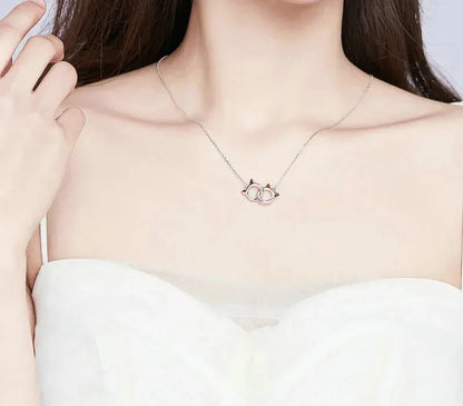 Cœurs connectés : Collier pendentif en argent sterling étoile/cœur/chat