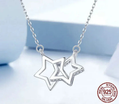 Cœurs connectés : Collier pendentif en argent sterling étoile/cœur/chat