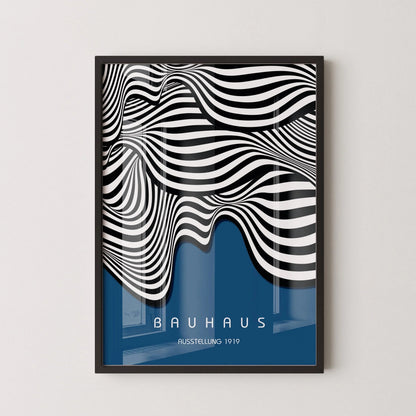 Affiche d'art Bauhaus Waves : Poster Giclée Moderne du Milieu du Siècle