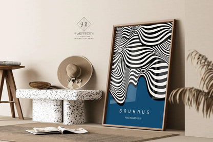 Affiche d'art Bauhaus Waves : Poster Giclée Moderne du Milieu du Siècle