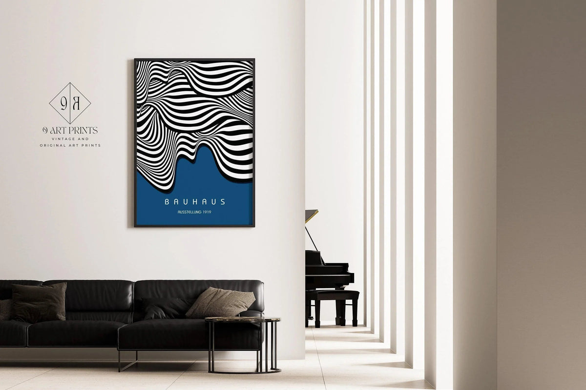 Affiche d'art Bauhaus Waves : Poster Giclée Moderne du Milieu du Siècle