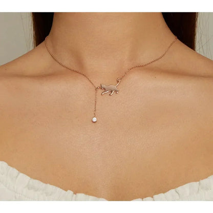 Breathtaking 925 Sterling Silver Cat Necklace | Elegant Pendant Collarbone Jewelry Scn232 In 3 Colors