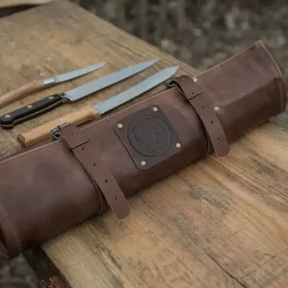 WITLOFT - Rangement de couteaux en cuir fait main (5 compartiments)