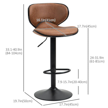 Anna Vintage Adjustable Counter/Bar Height Stools with Swivel Seat-Set of 2-Brown