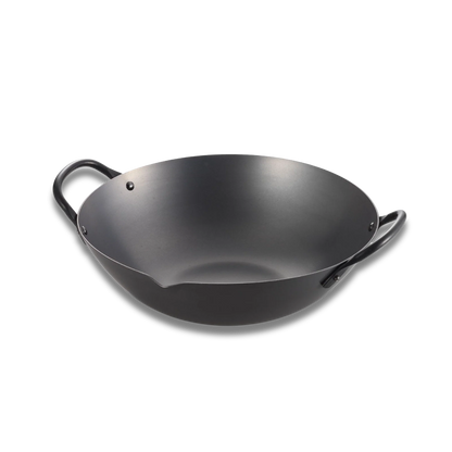 Yoshikawa Cook-Pal Ren Série Wok Guangdong 36 cm – Acier au carbone nitruré, fond rond