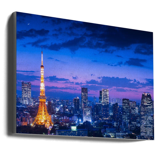 Tokyo Tower Blue Hour Skyline Canvas Wall Art | Tokyo night view