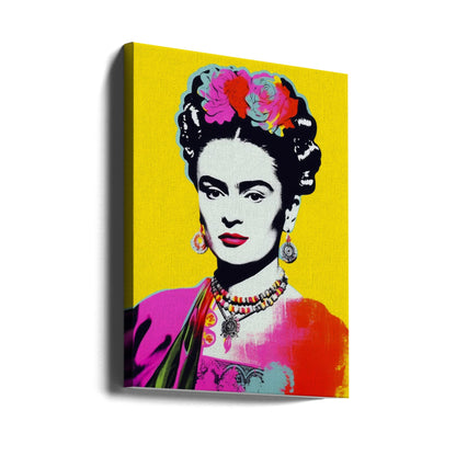 Frida Kahlo Portrait on Bright Yellow Canvas Wall Art | Oh Frids No 2